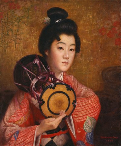 Portret van een dame door Okada Saburosuke